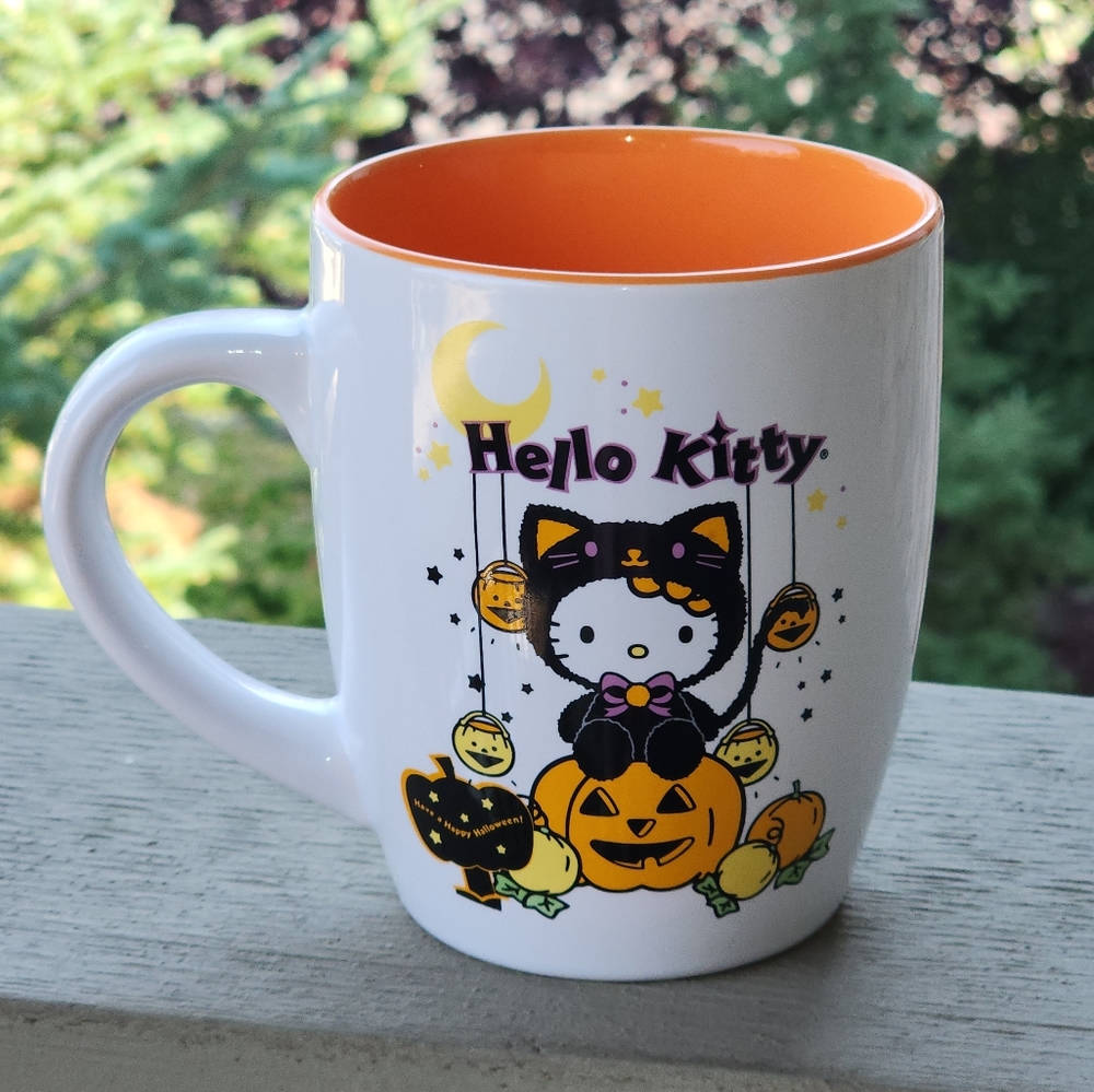 Hello Kitty Black Cat Mug with Moon and Pumpkin